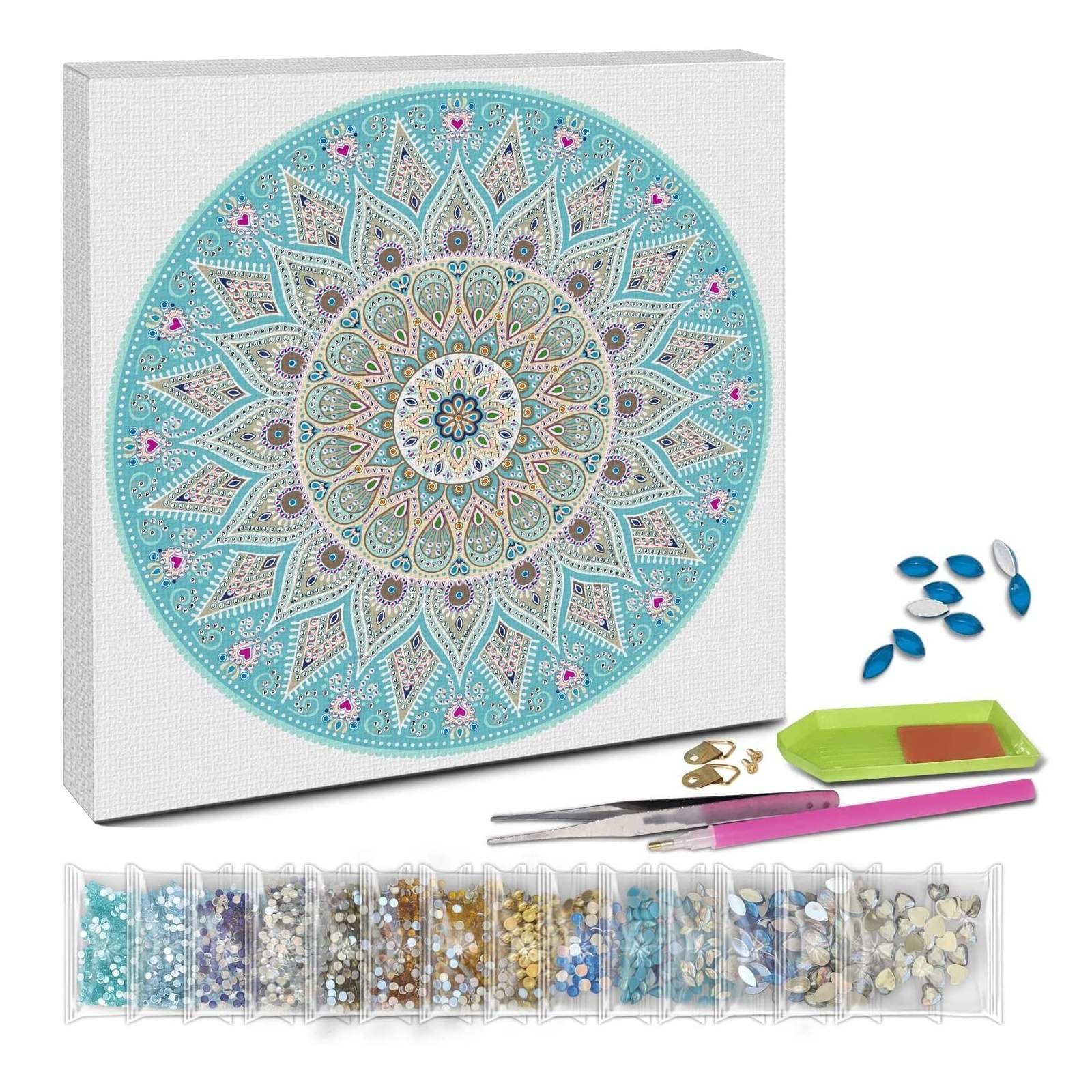 Diamantové malování - mandala tyrkysová